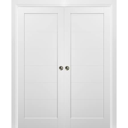 Sartodoors Double Pocket Interior Door, 60" x 96", White QUADRO4115DP-WS-6096